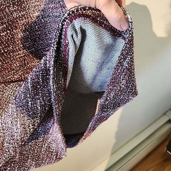 LOFT Womens Red Purple Knit Dress Short Sleeve Round Neck Size Small - Picture 4 of 5